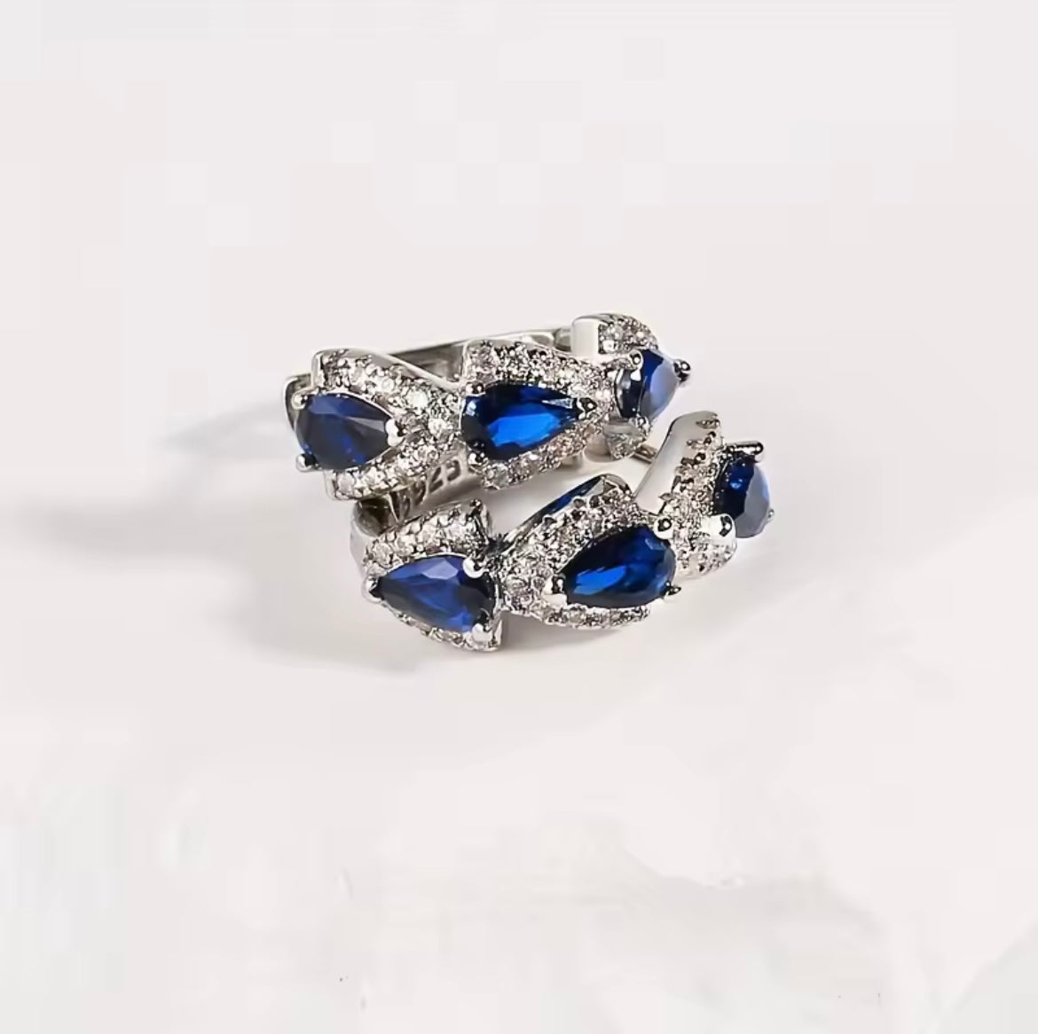 2Ct Pear Cut Moissanite Blue Sapphire Hoop Women Earrings14K White Gold Plated