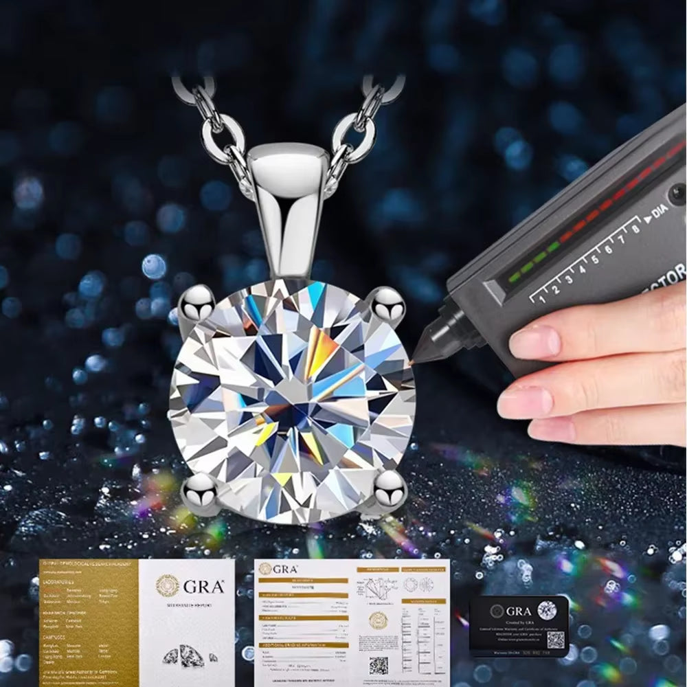 Sterling Silver 925 Four Claw Necklace Real Moissanite Pendant Collarbone Chain Women Wedding Birthday Luxury Jewelry