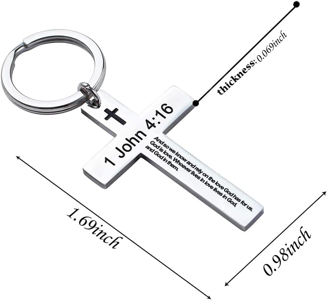 Bible Verse Keychain Christian Cross Keychain for Women, Cross Key Chain for Men Religious Scripture