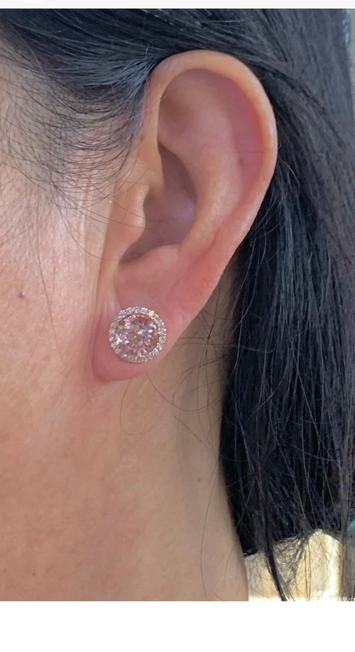 3.80Ct Round Cut Lab Created Morganite Halo Stud Earrings 14K Rose Gold Plated