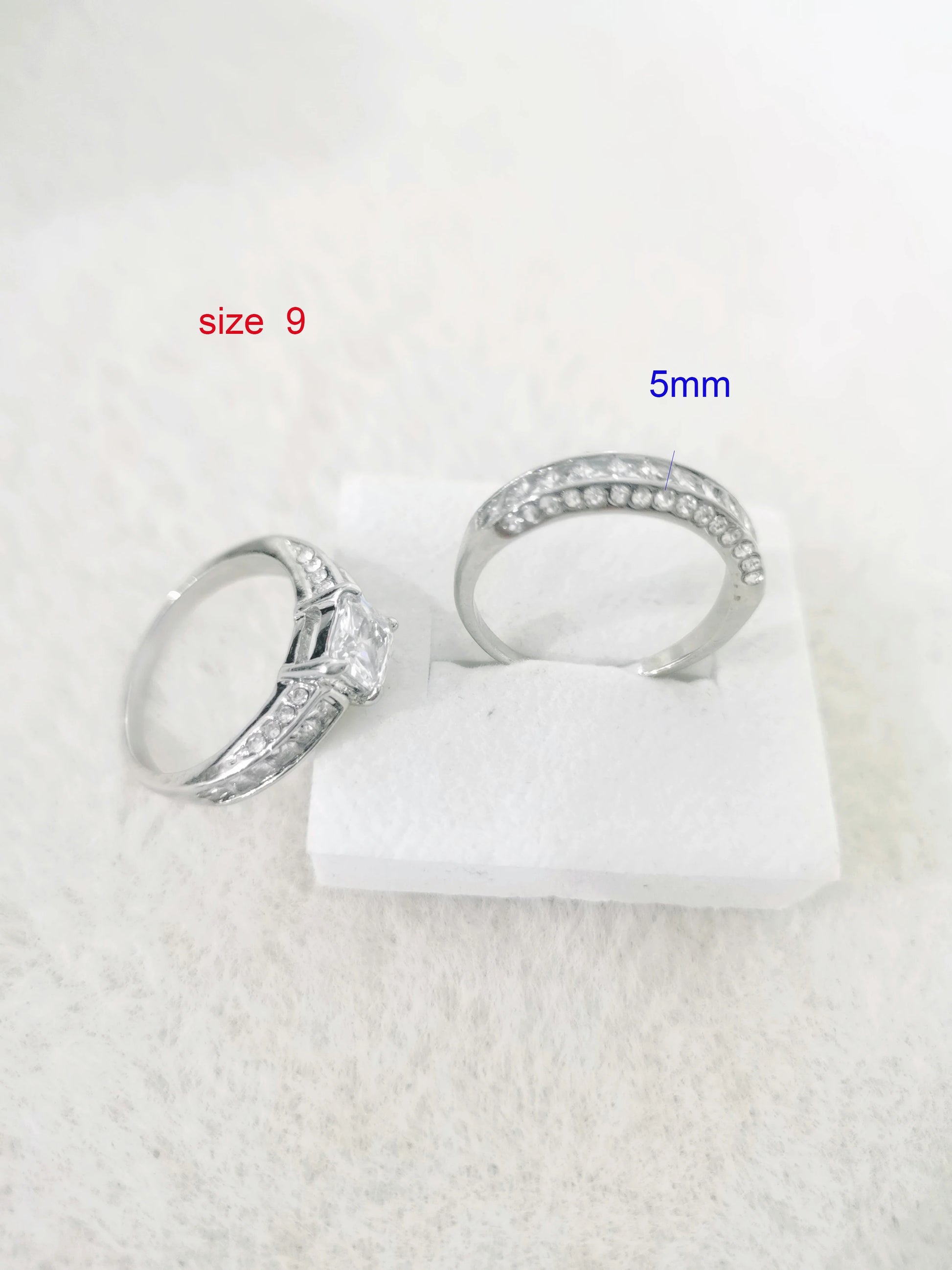 2Pcs/Set Alliance Engagement Wedding Rings for Women Jewelry Finger Rings, Party Gifts, Wedding Gifts, Birthday Gifts