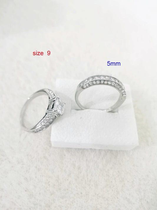 2Pcs/Set Alliance Engagement Wedding Rings for Women Jewelry Finger Rings, Party Gifts, Wedding Gifts, Birthday Gifts
