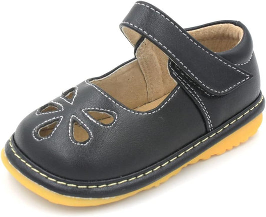 Mary Jane Squeaky Shoes for Toddler Girls, Ideal Walking Shoes with Removable Squeaker and Adjustable Strap - Soft Sole Shoes for Little Girls